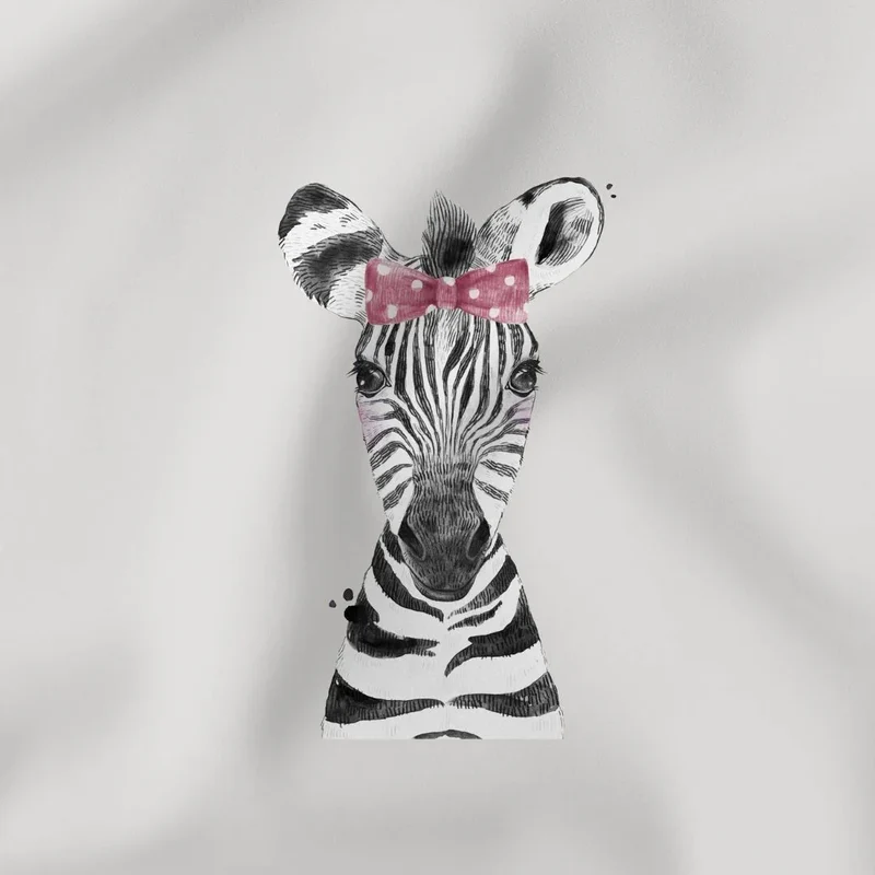 Jersey Panel Zebra mit Schleife 45x50 cm | Grau