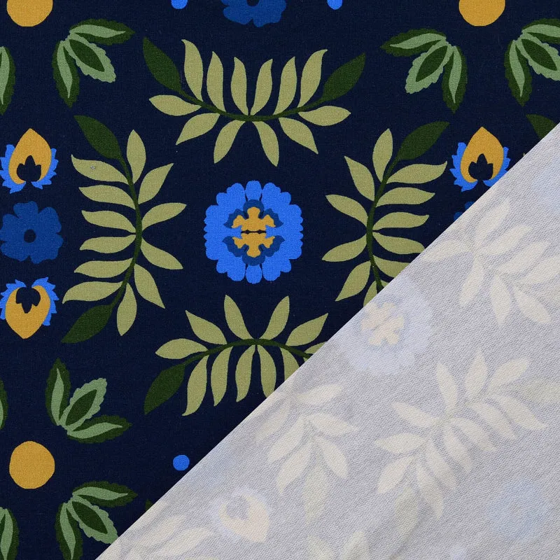 French Terry „Retro Bloom“ – Blumen & Blätter