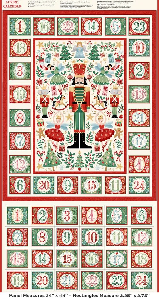 Andover, Nutcracker, Advent Panel, Cream 24" X 42"
