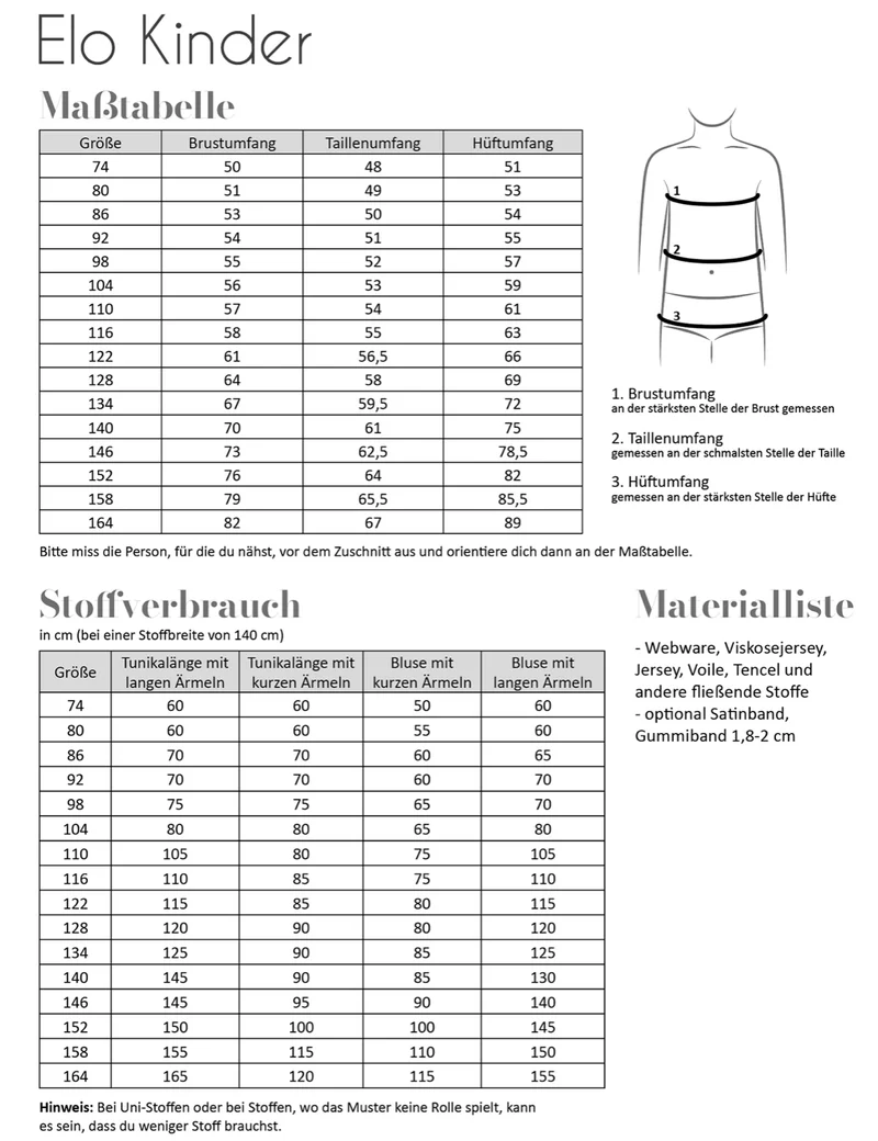 Fadenkäfer Schnittmuster "Elo" Bluse Kinder