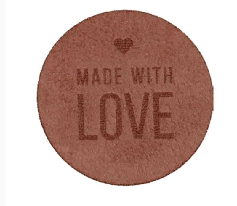 Applikation aus Wildlederimitat Made with Love altrosa