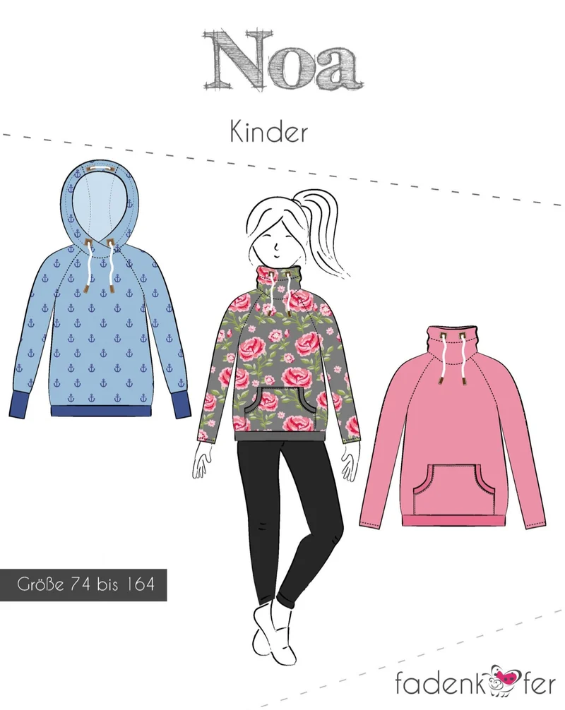 Fadenkäfer Schnittmuster "Noa" Hoodie Kinder