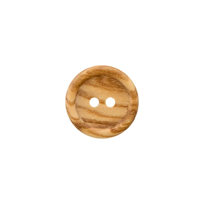 Prym Holzknopf mit Rand – 2-Loch, 18 mm & 23 mm, naturfarben