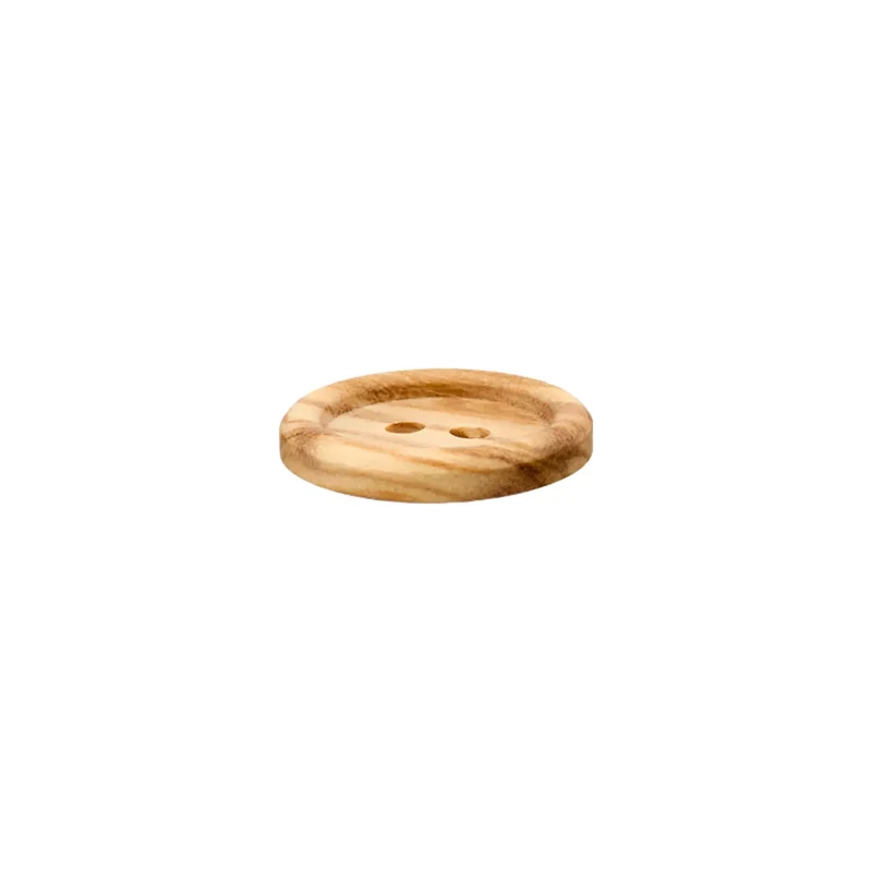 Prym Holzknopf mit Rand – 2-Loch, 18 mm & 23 mm, naturfarben
