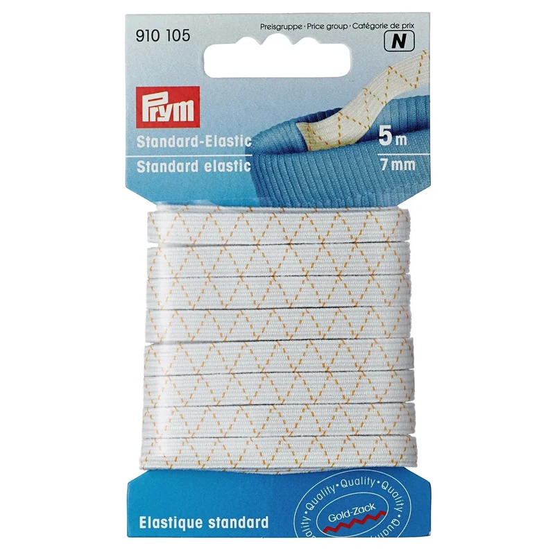 Standard-Elastic Gummiband, 5mx7mm | Weiß