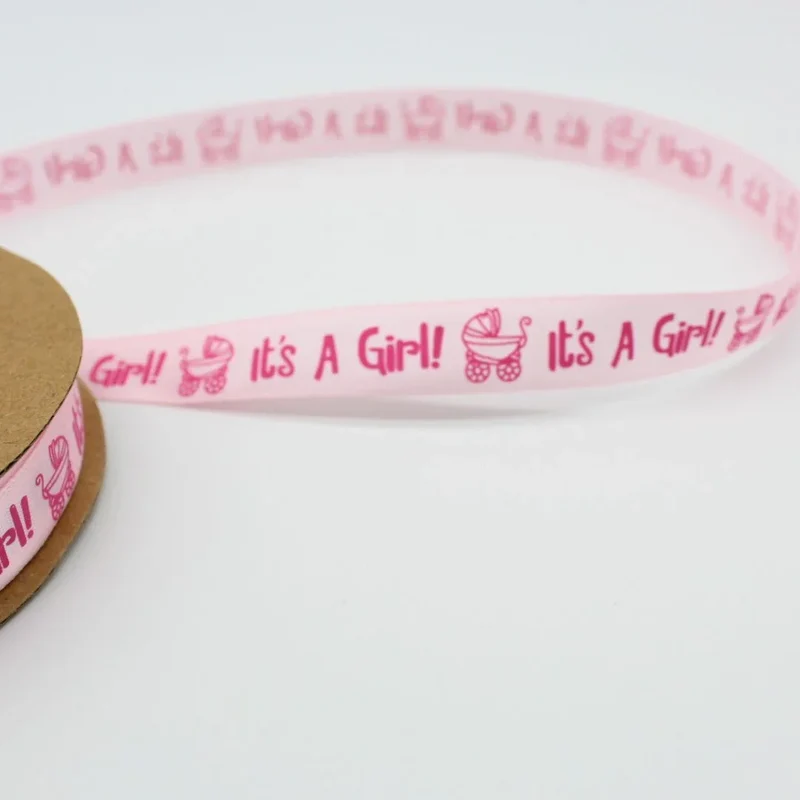 Satinband 16 mm "It's a Girl" | Rosa