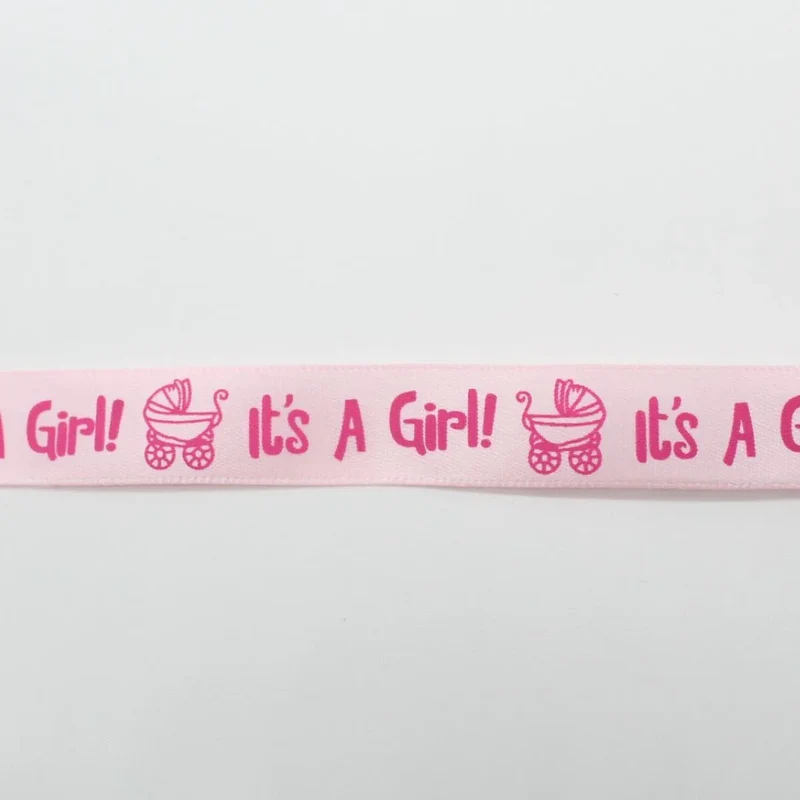 Satinband 16 mm "It's a Girl" | Rosa