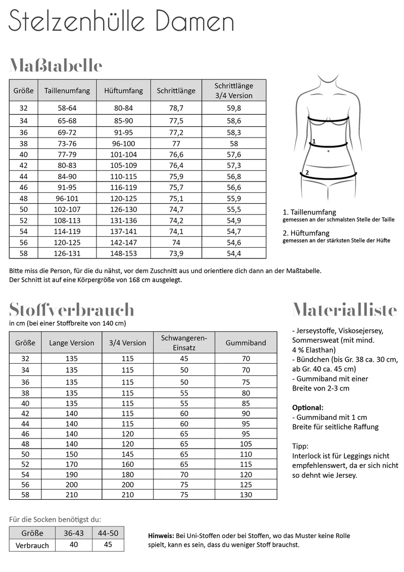 Schnittmuster Stelzenhülle | Damen