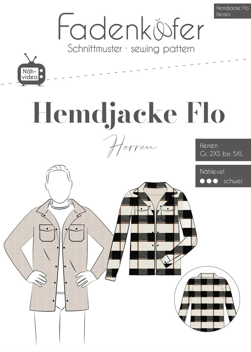 Fadenkäfer Papierschnittmuster Hemdjacke Flo Herren