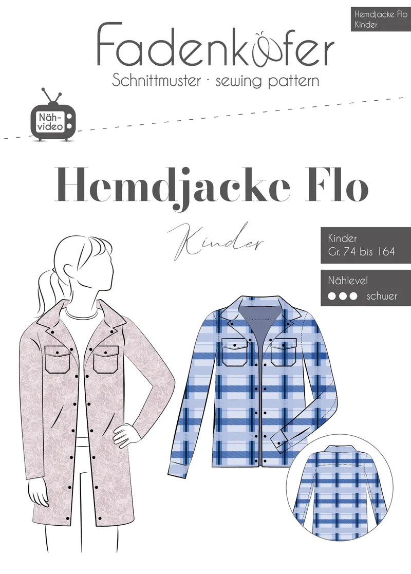 Fadenkäfer Papierschnittmuster Parka Hemdjacke Flo Kinder