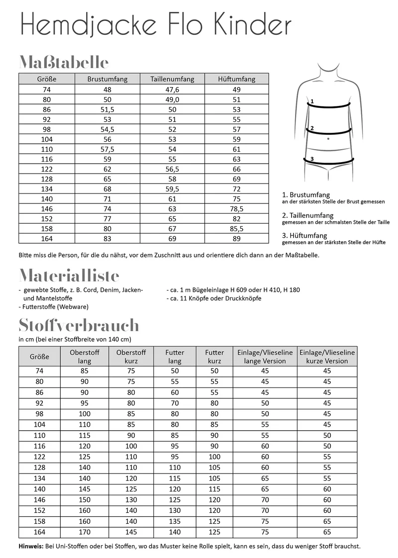 Fadenkäfer Papierschnittmuster Parka Hemdjacke Flo Kinder