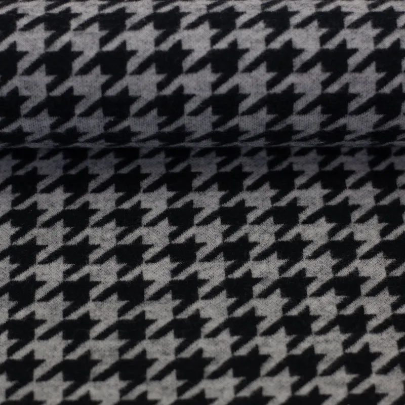 Baumwoll Jacquard Jersey Xaver Swafing Hahnentritt schwarz grau