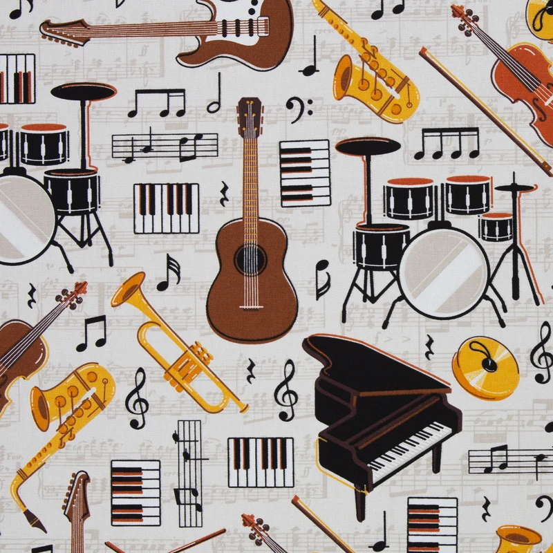 Canvas Leinenoptik „Amar“ Musik Instrumente Noten Swafing