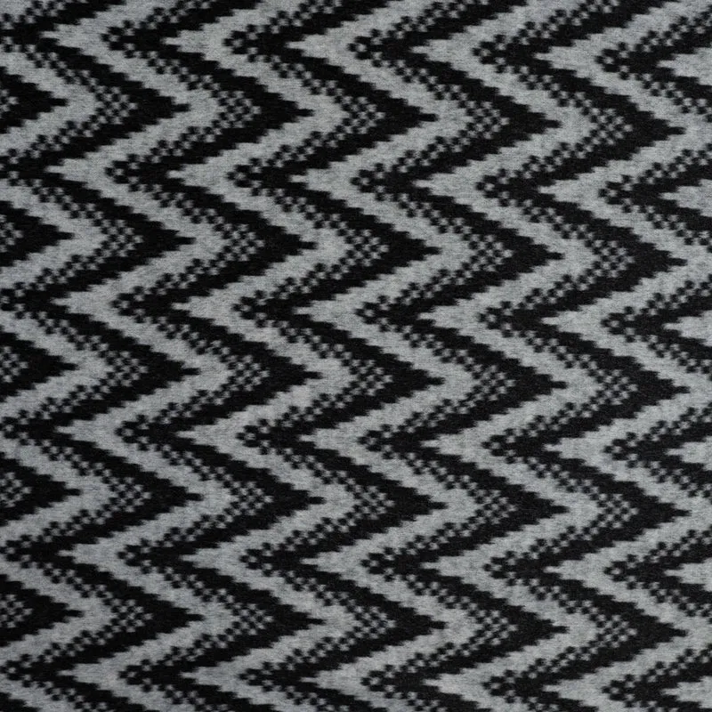 Angerauter Jacquard-Strickstoff Chevron – Schwarz