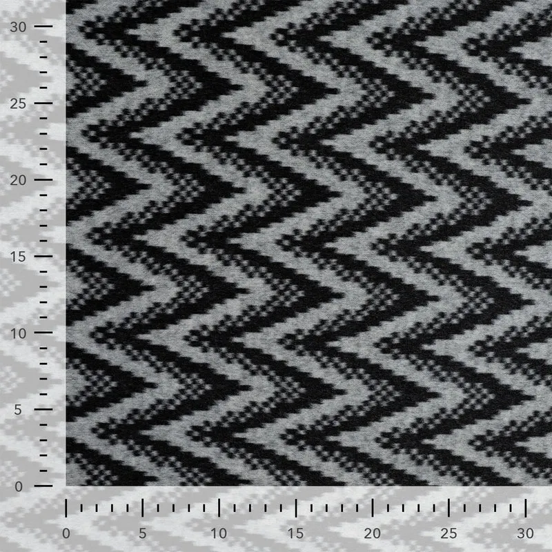 Angerauter Jacquard-Strickstoff Chevron – Schwarz