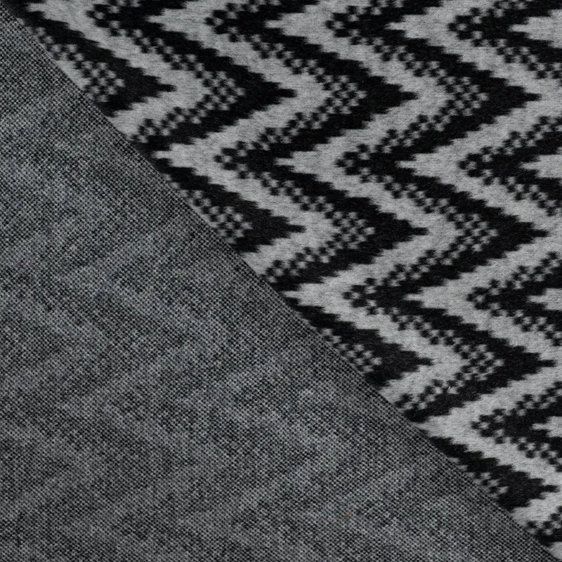 Angerauter Jacquard-Strickstoff Chevron – Schwarz