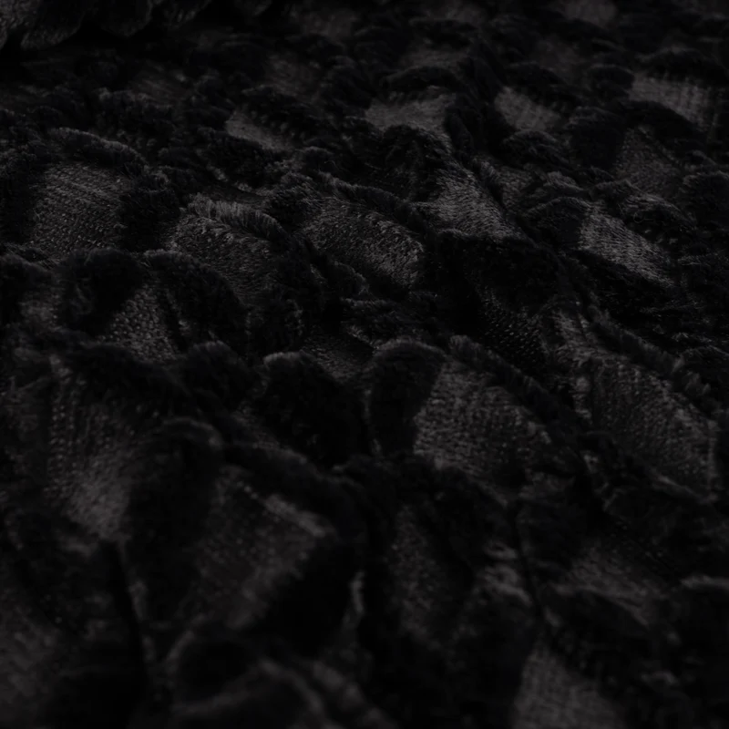 Steppstoff mit Fell Mabel – Schwarz