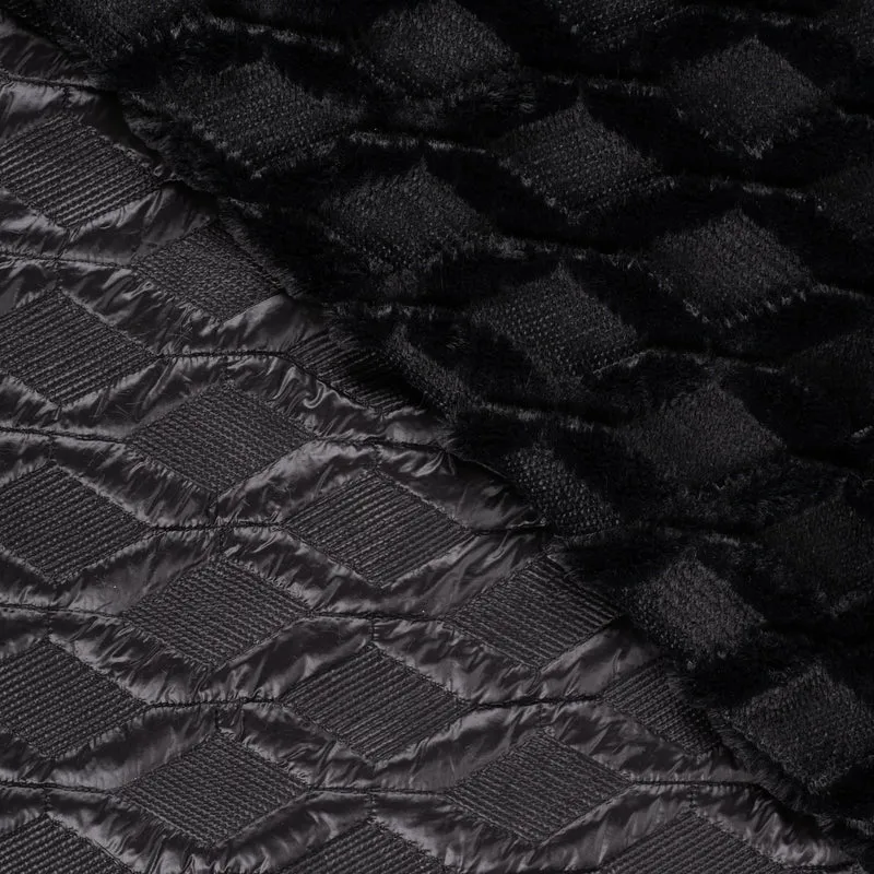 Steppstoff mit Fell Mabel – Schwarz
