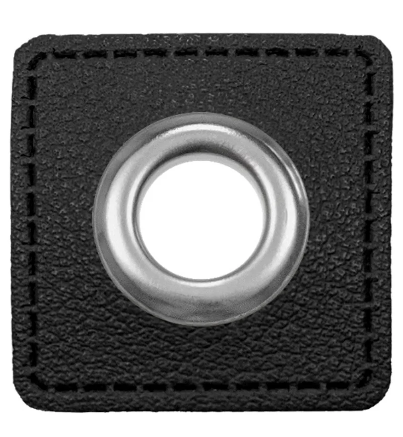 Oesen Patches aus Lederimitat mit 8mm Oese schwarz
