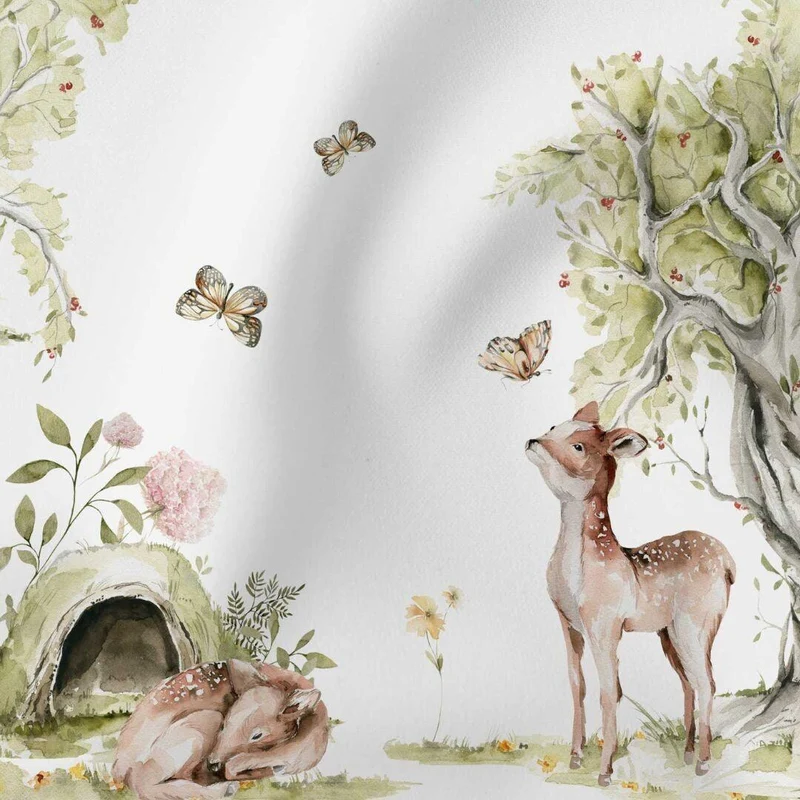 Baumwollstoff Panel - Zauberwald Reh 75x100 cm