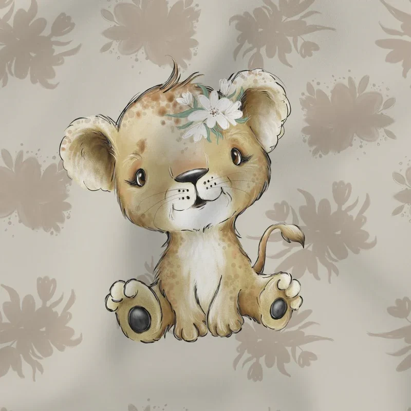 Stoffpanel Safari Tiere – Löwe 75x100 cm