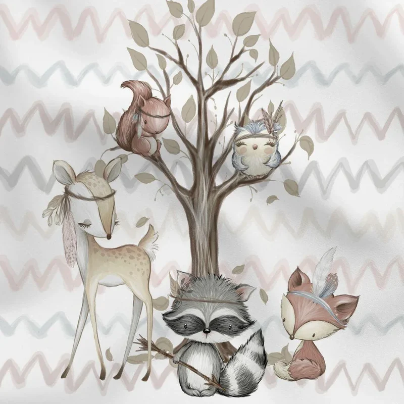 Baumwollstoff Panel - Waldfreunde Boho 75x100 cm