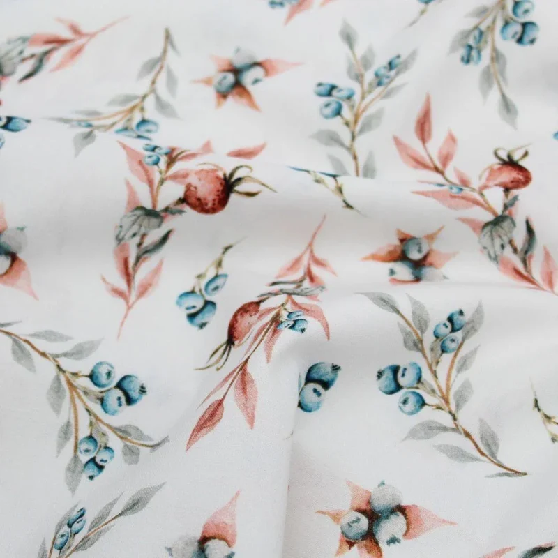 Baumwollstoff Blaubeeren | Ecru