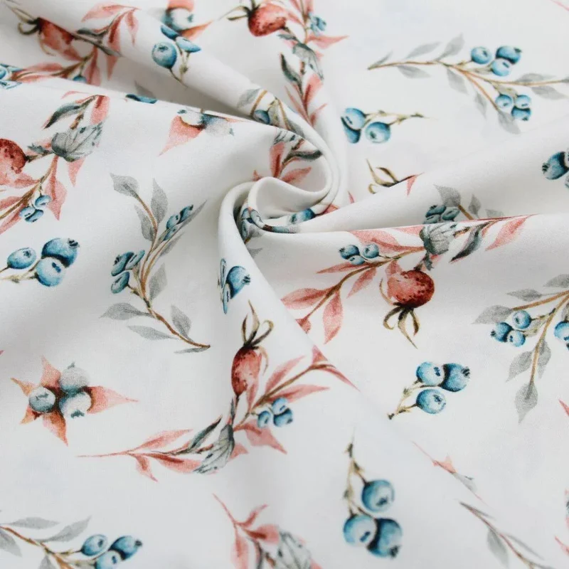 Baumwollstoff Blaubeeren | Ecru