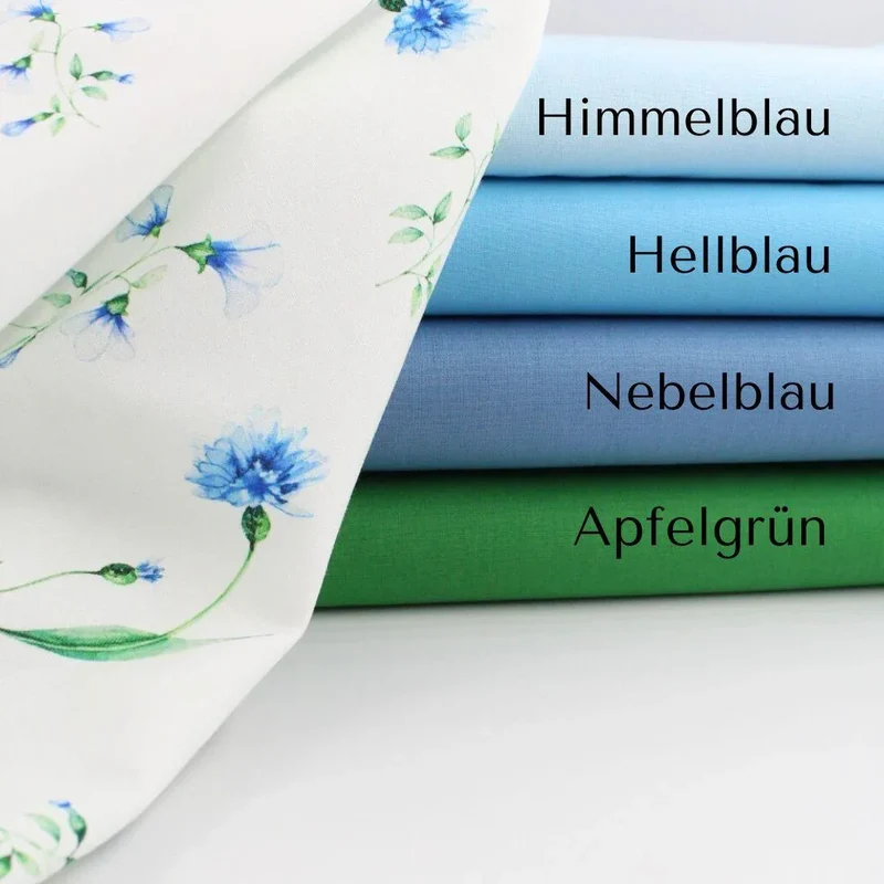 Baumwollstoff Kornblumen | Ecru