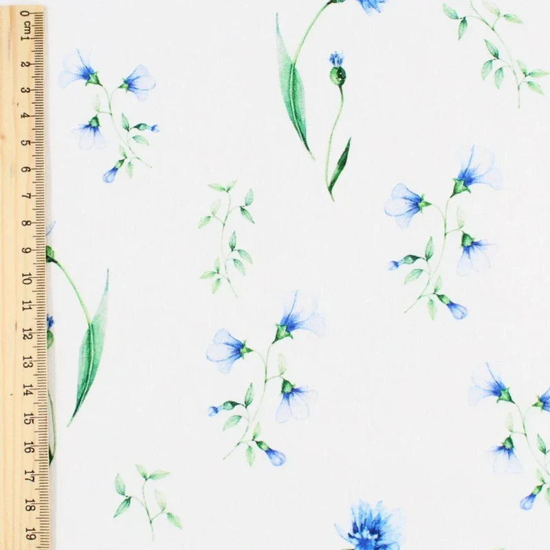 Baumwollstoff Kornblumen | Ecru