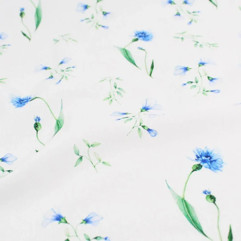 Baumwollstoff Kornblumen | Ecru