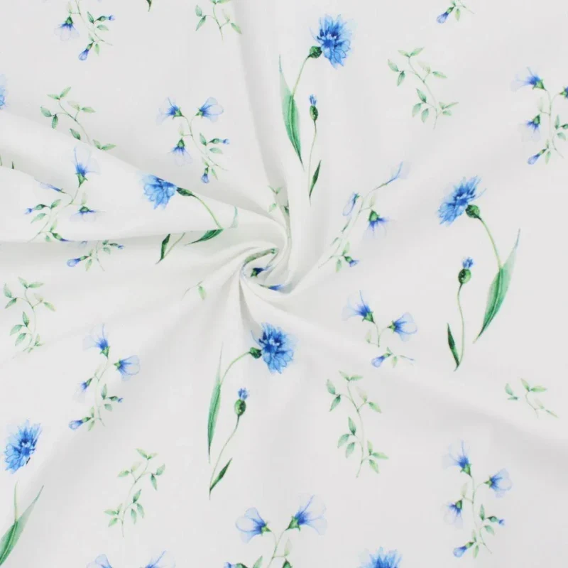 Baumwollstoff Kornblumen | Ecru