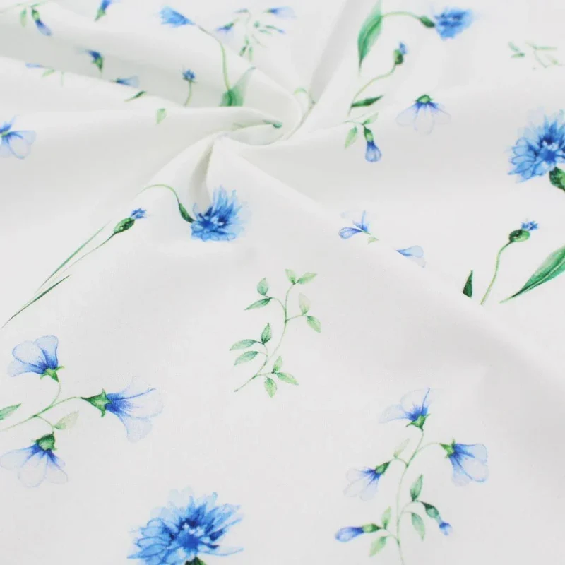 Baumwollstoff Kornblumen | Ecru