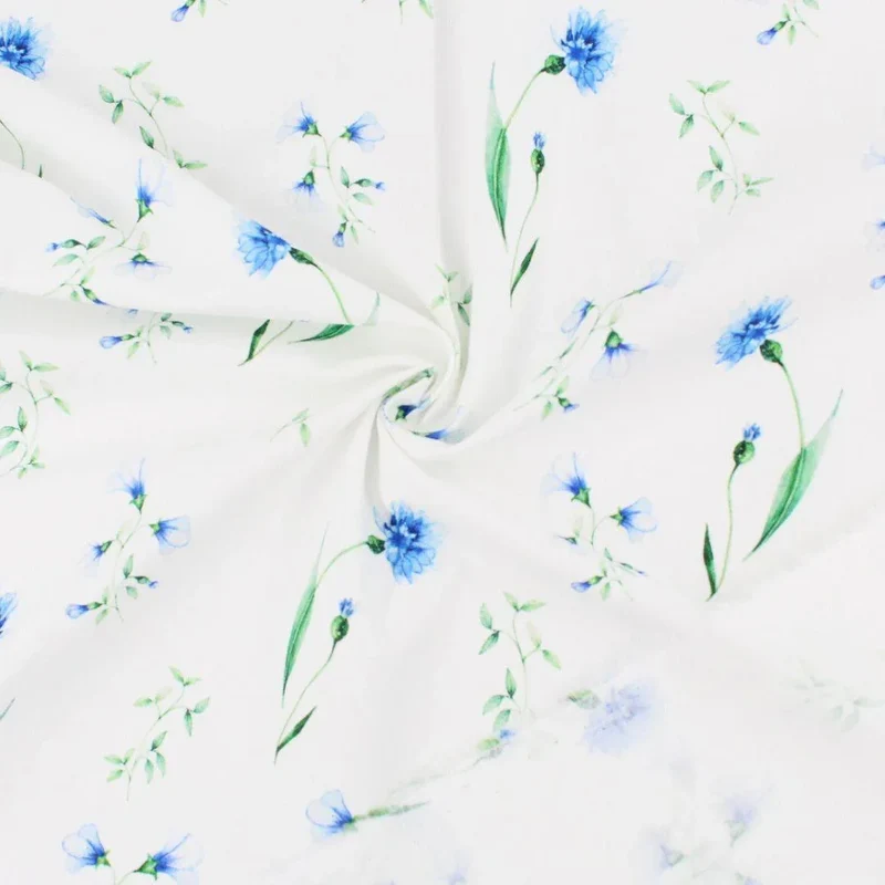 Baumwollstoff Kornblumen | Ecru
