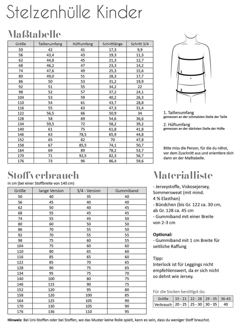Schnittmuster Leggins