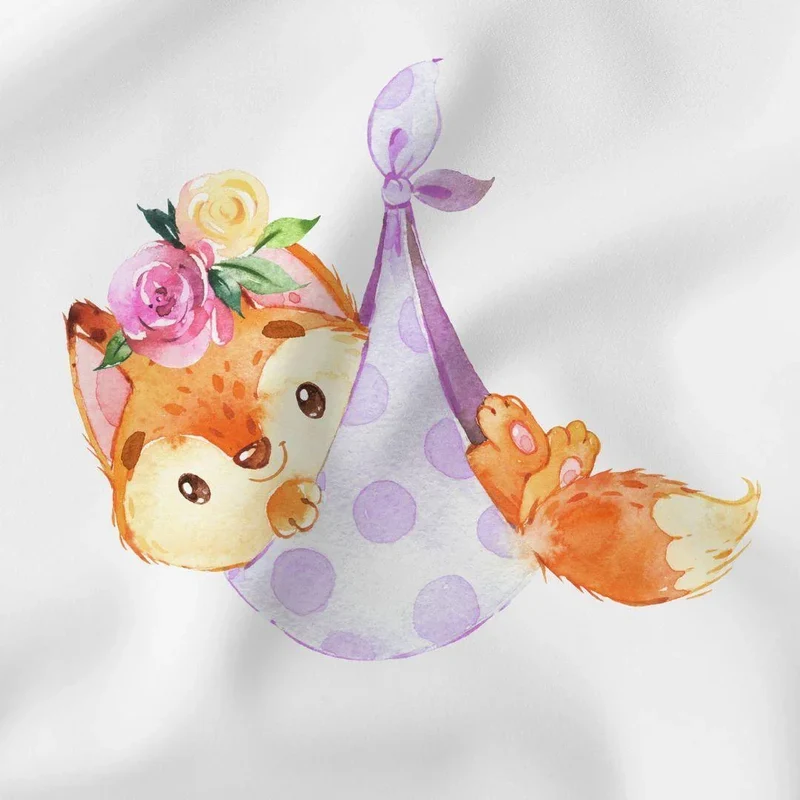 Baumwollpanel Fuchs Baby | Ecru