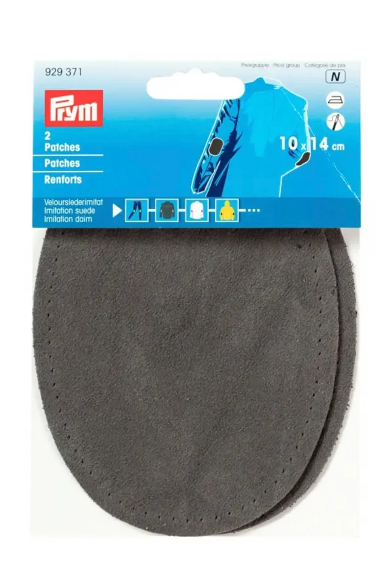 Prym 2 Patches Velourslederimitat 10 x 14 cm grau