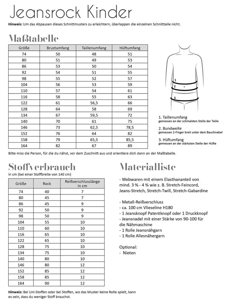 Jeansrock Kinder | Schnittmuster