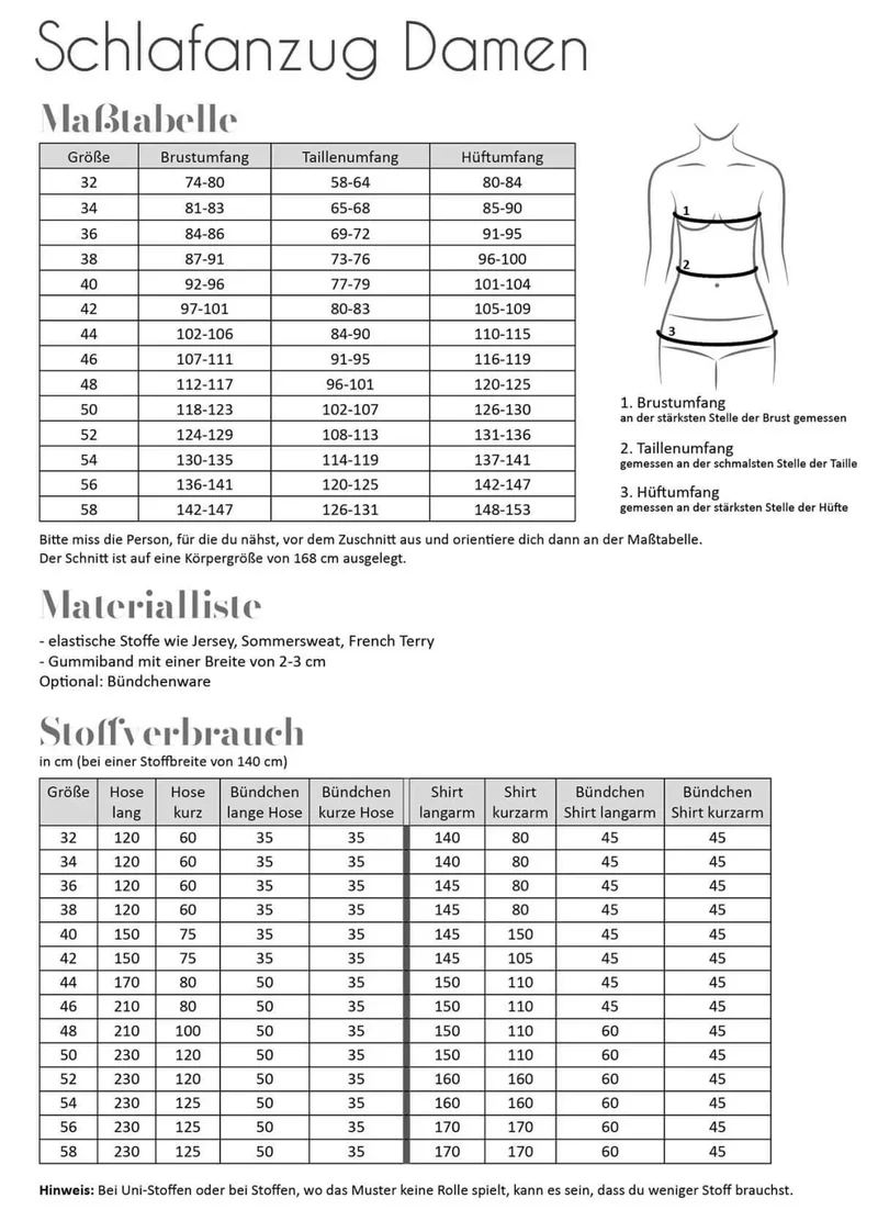 Schlafanzug Damen | Schnittmuster