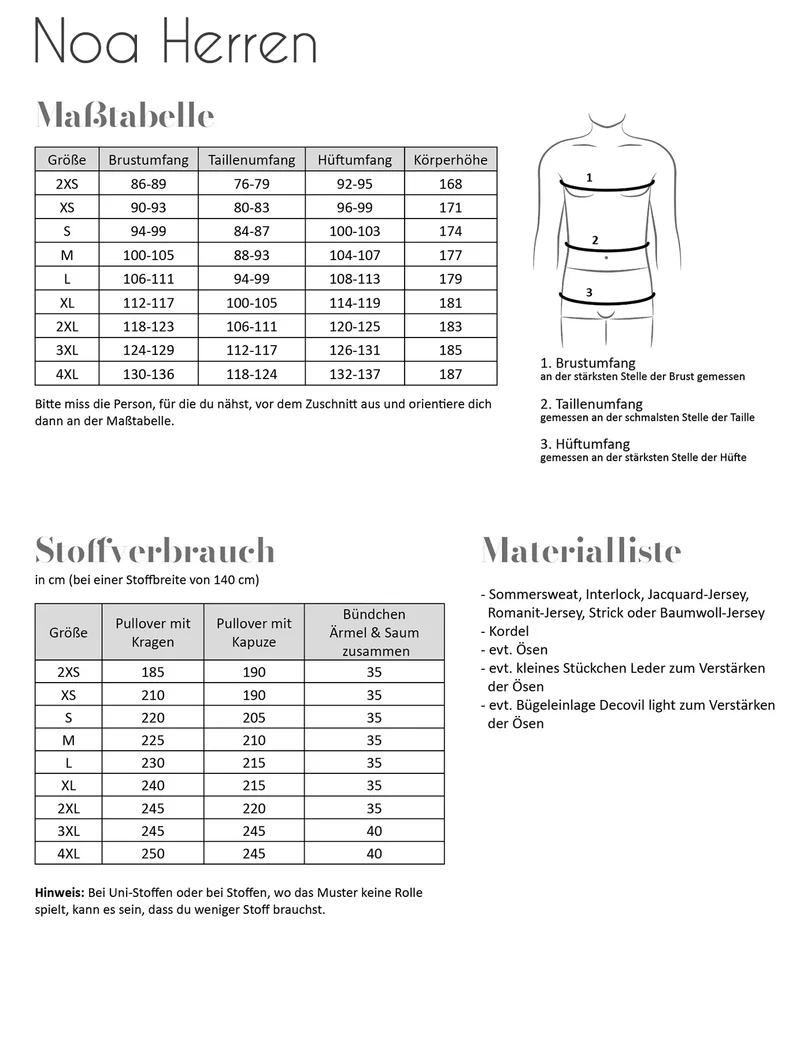 Schnittmuster Raglanpullover Noa | Herren