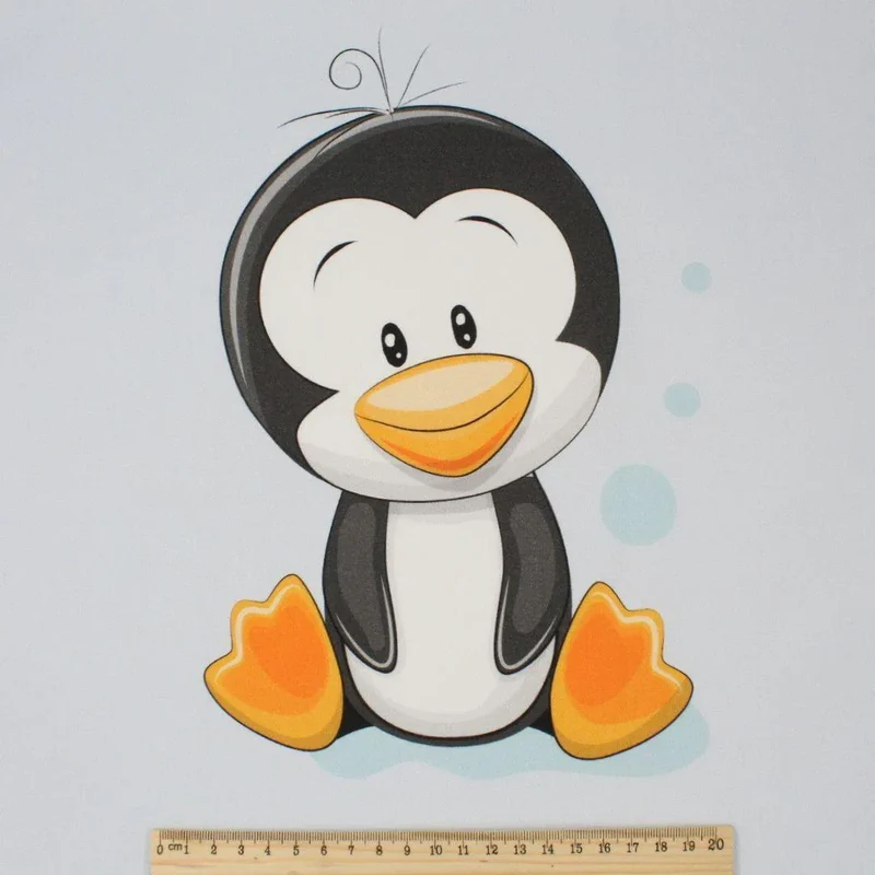 Baumwollpanel süßer Pinguin Blau | 38x38 cm