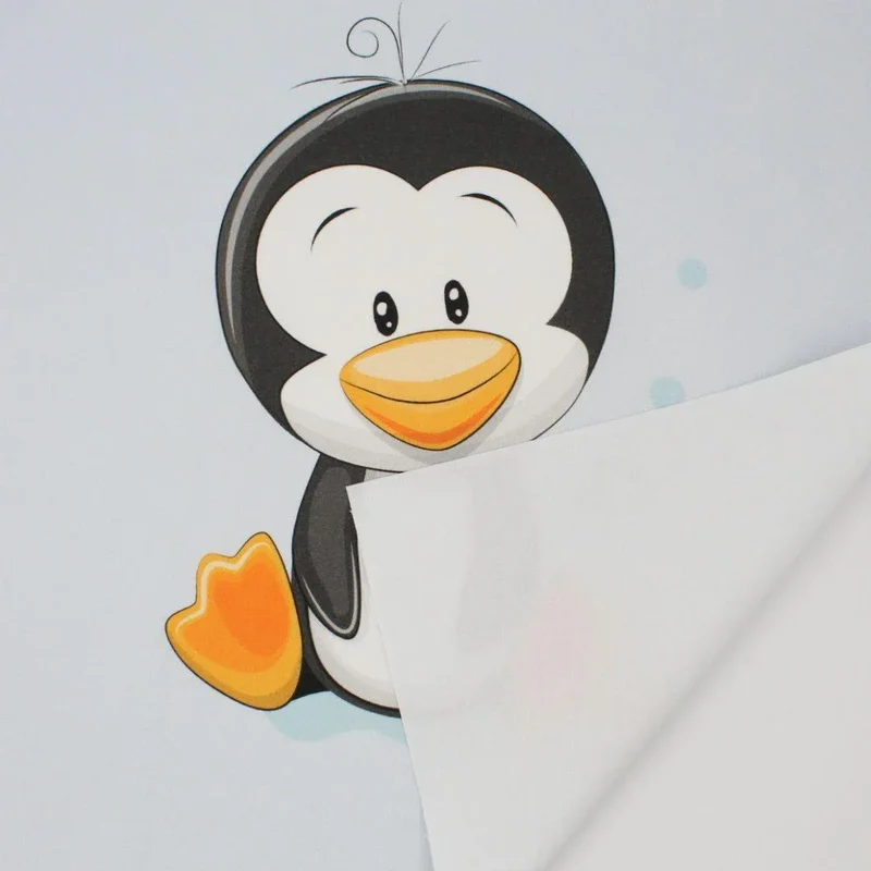 Baumwollpanel süßer Pinguin Blau | 38x38 cm