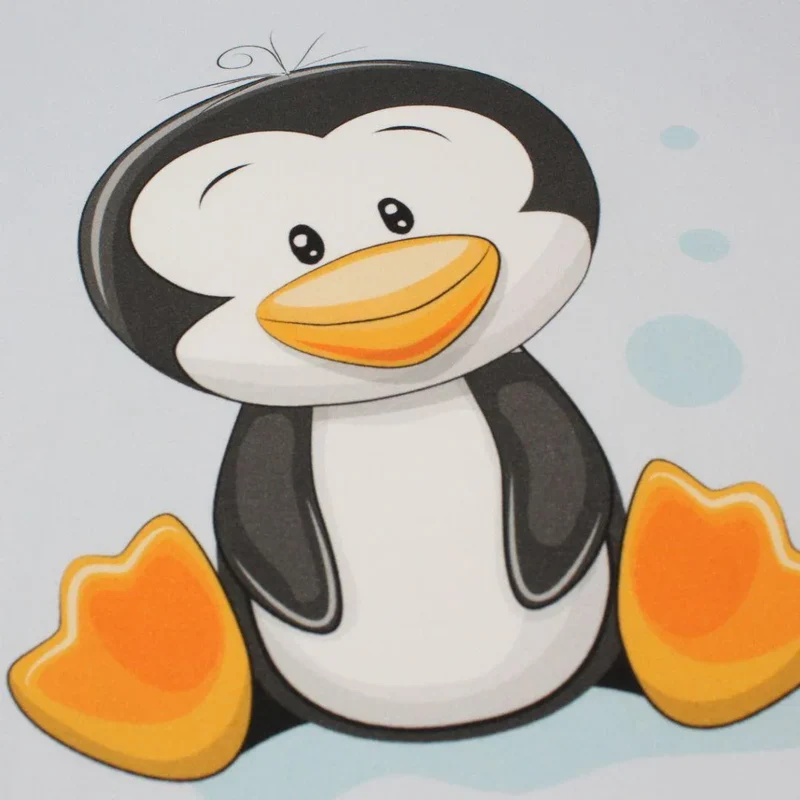 Baumwollpanel süßer Pinguin Blau | 38x38 cm