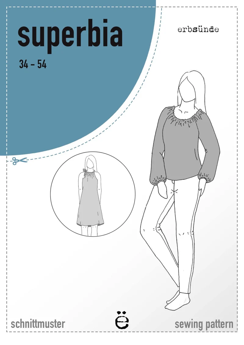 Erbsünde Schnittmuster "superbia" Bluse, Tunika Kleid Damen