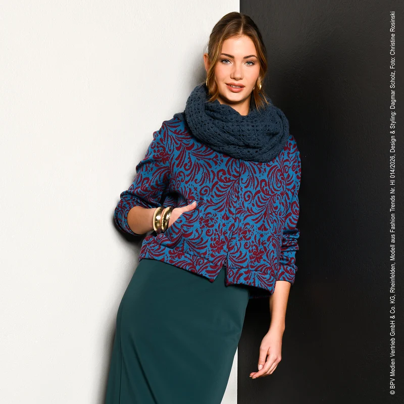 Merino-Strickstoff Doubleface – Bordeaux petrol