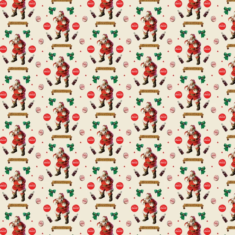 Northcott, Coca-Cola Christmas, Greetings, Taupe