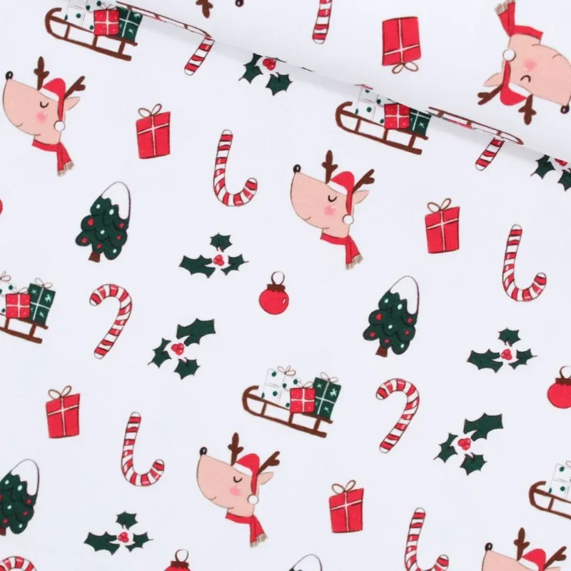 French Terry Weihnachtsstoff Reh