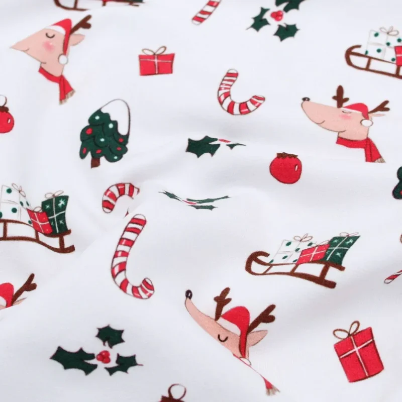French Terry Weihnachtsstoff Reh