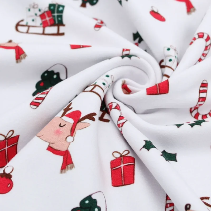 French Terry Weihnachtsstoff Reh