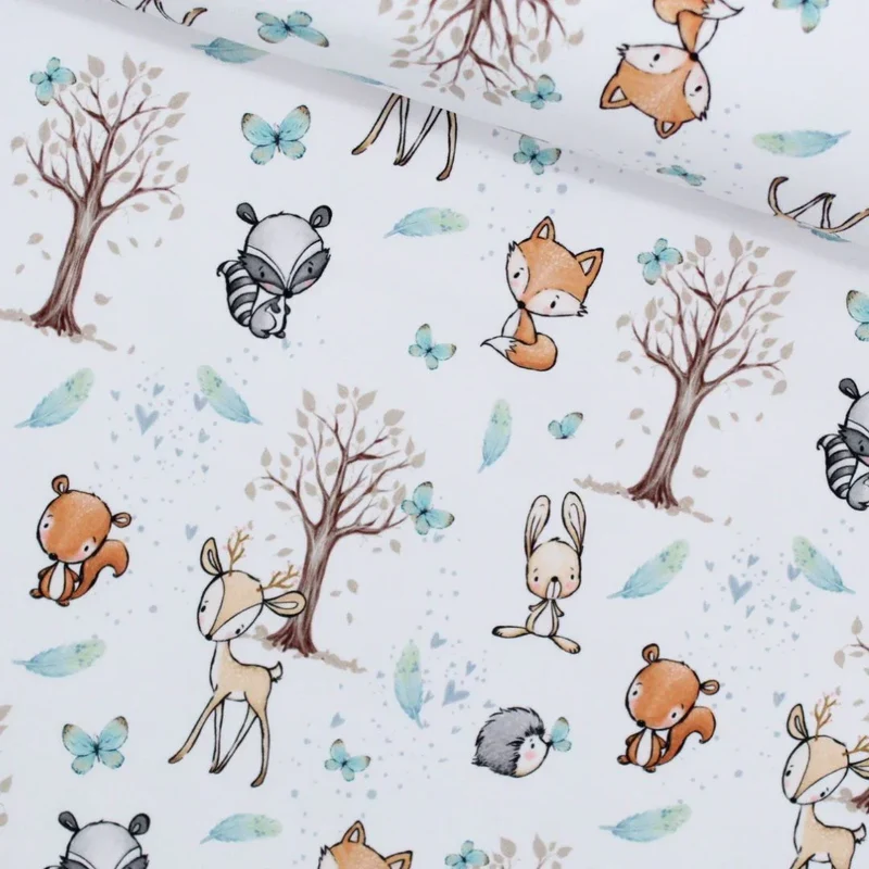 French Terry Waldfreunde Frühling | Weiß
